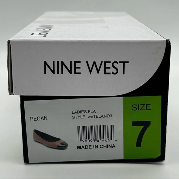 Nine West Teland3 Flats Two-Tone Pecan & Black Cap Toe Ballet Flats Size 7 NIB - Picture 12 of 12